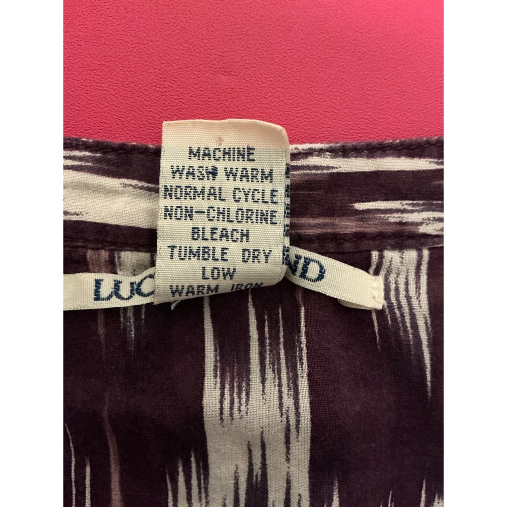 Lucky Brand Womens Purple Ikat Print Tunic Top Sz L Aztec Y2K Art To Wear Boho - Picture 4 of 9